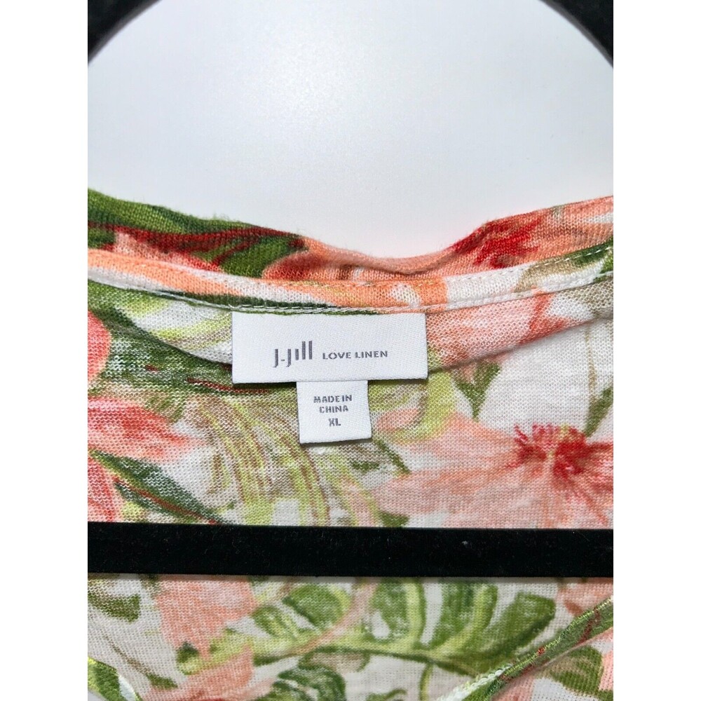 Women's J Jill Love Linen Floral Short Sleeve Top Size L - Picture 5 of 6